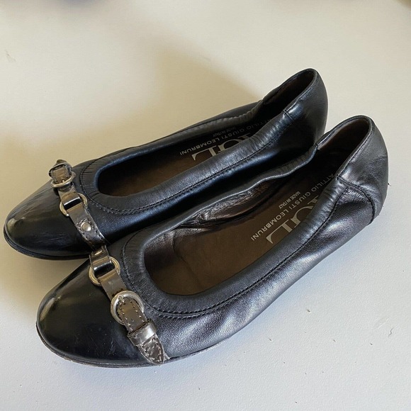 AGL Attilio Giusti Leombruni Icon Ballet Flat Patent Cap Toe Black Buckl… - Picture 4 of 7